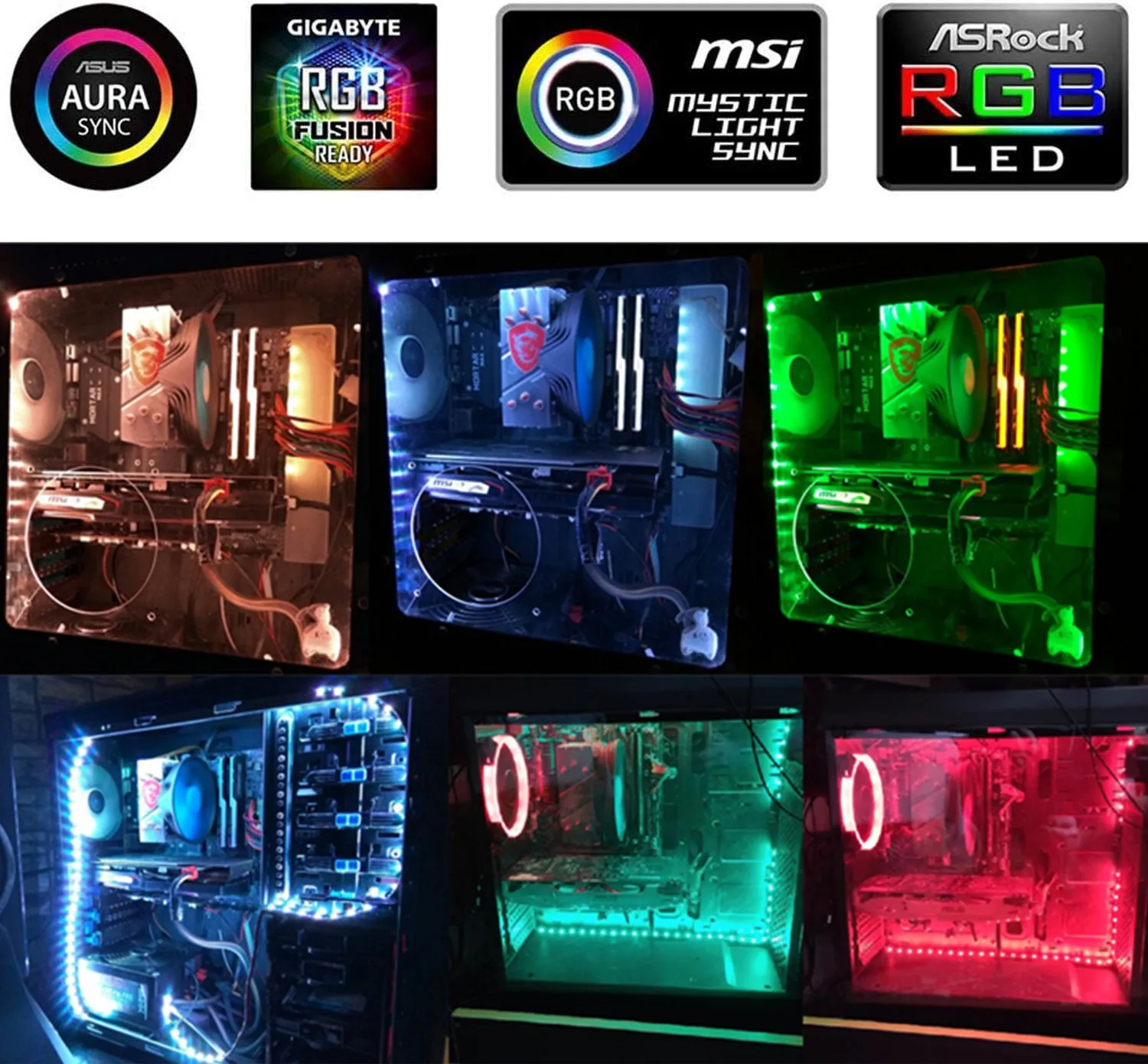Светодиодная ленсветильник RGB для управления материнской платой/чехол ПК 50 см 1 м