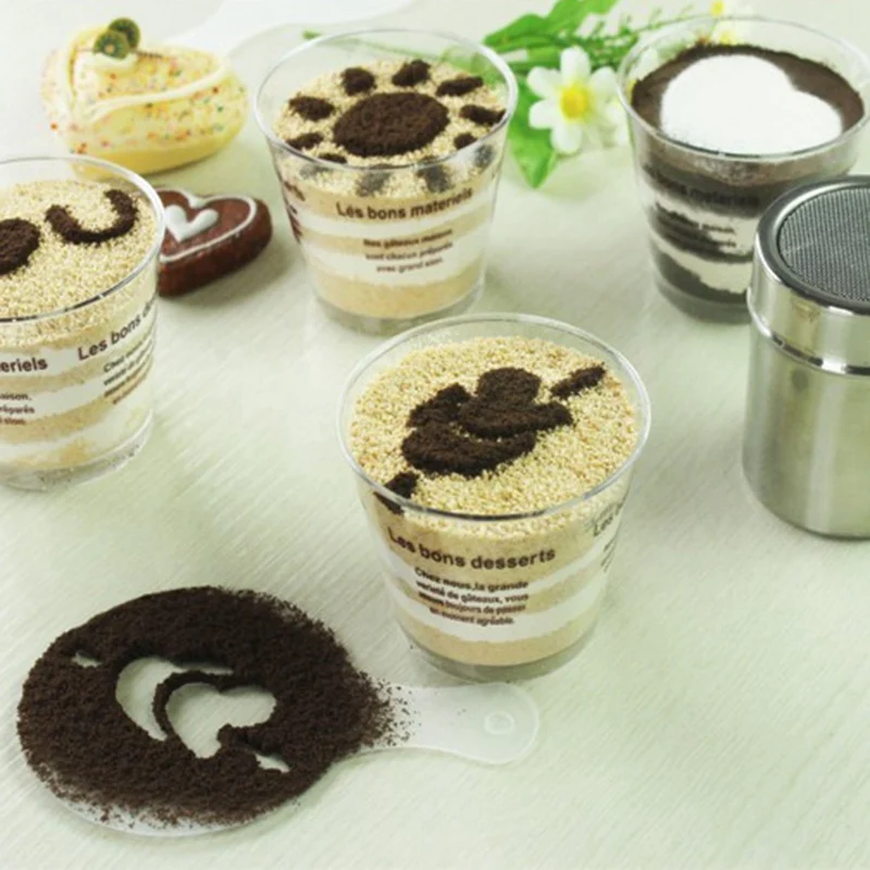 

19Pcs Coffee Stencils Fancy Coffee Printing Model Foam Spray Cake Stencils Coffee Drawing Cappuccino Mold Powdered Sieve Tools