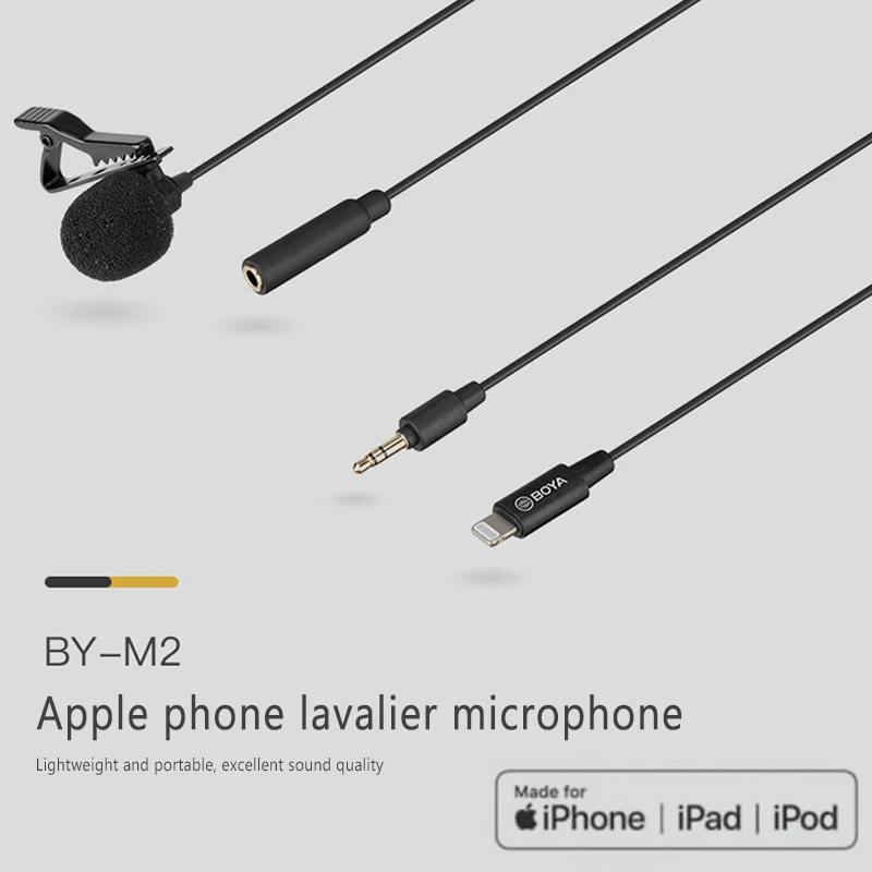 Мини конденсаторный микрофон BOYA с отворотом и зажимом профессиональный аудио