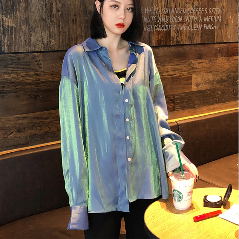 Блузка женская Светоотражающая с длинным рукавом осень 2021 | Женская одежда