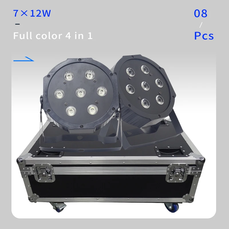 Плоский светодиодный прожектор RGBW 4 в 1 8 светодиодов 7x12 Вт чехол dmx512 для дискотеки
