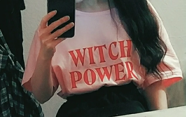 

Women Witch Power Top Casual Ladies Aesthetic Cotton Soft Summer Floral Letter Short Sleeve Trendy Funny Tee T-Shirt