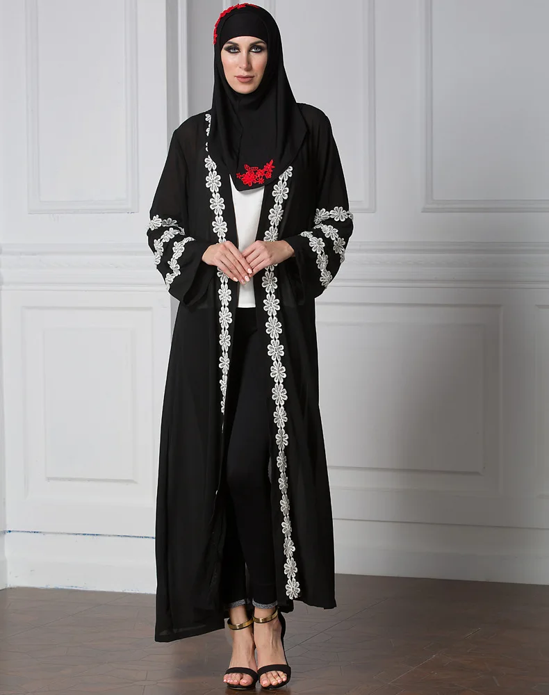 

Muslim Abaya Embroidery Maxi Dress Cardigan Kimono full-length Long Robe Tunic Ramadan Musulmane Middle East Islamic Clothing