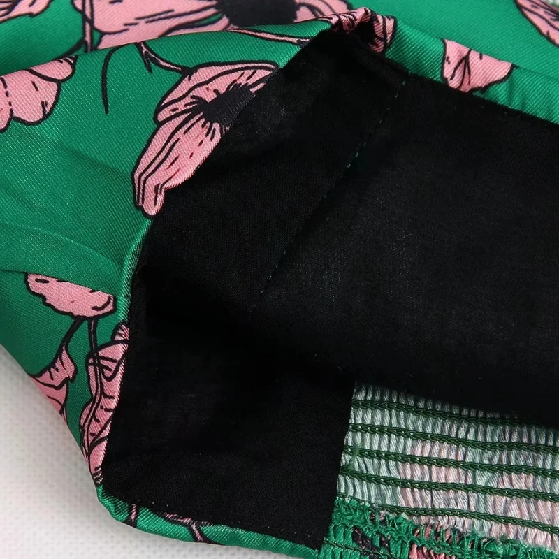 Женская эластичная короткая рубашка с квадратным вырезом и цветочным принтом