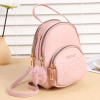 new college style fashion backpack for women lovely fluff ball maiden backpack pu leather female cartoon embossing designer bag