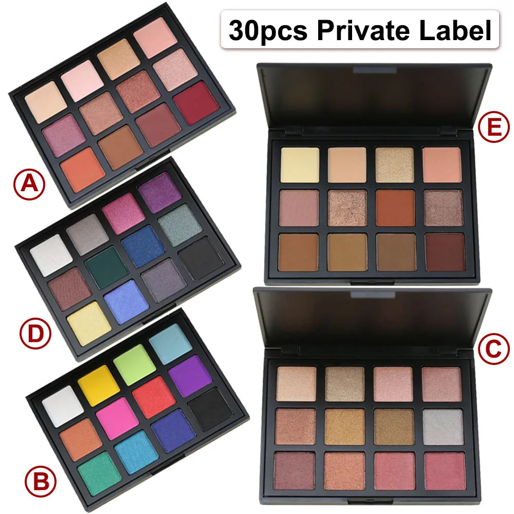 30pcs private Label 12 цветов, матовая/Мерцающая палитра теней для век, пигментированная, стойкая, блестящая пудра, косметика на заказ, этикетка/упаковка - Цвет: 30pcs private Label