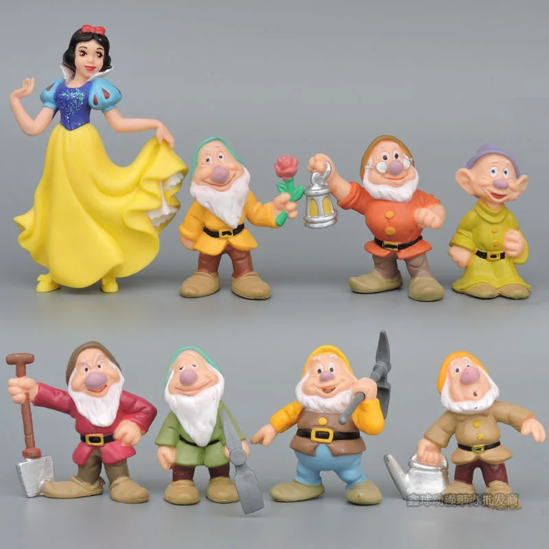 

8pcs\set Original Disney Princess Snow White and The Seven Dwarfs 7 Ornaments Model Doll Toys for Children Gift PVC Figure Model