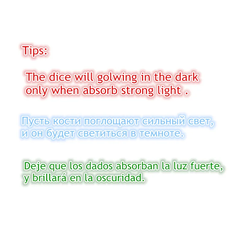 7 шт./лот высококачественные светящиеся в темноте цифровые игральные кости для