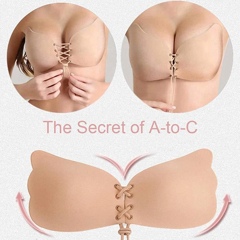 Sexy Lingerie Invisible Silicone Sticky Bra Strapless Backless Self Adhesive Bralette Push Up Fly Bras for Women Wedding Bridal