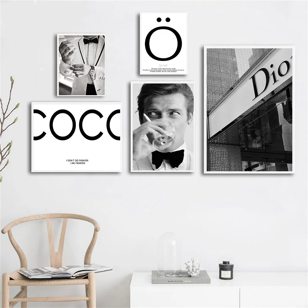 

Fashion Coco Quotes Poster Print Drinking Man Wall Art Store Canvas Painting Modern Trendy Pictures for Living Room Home Decor