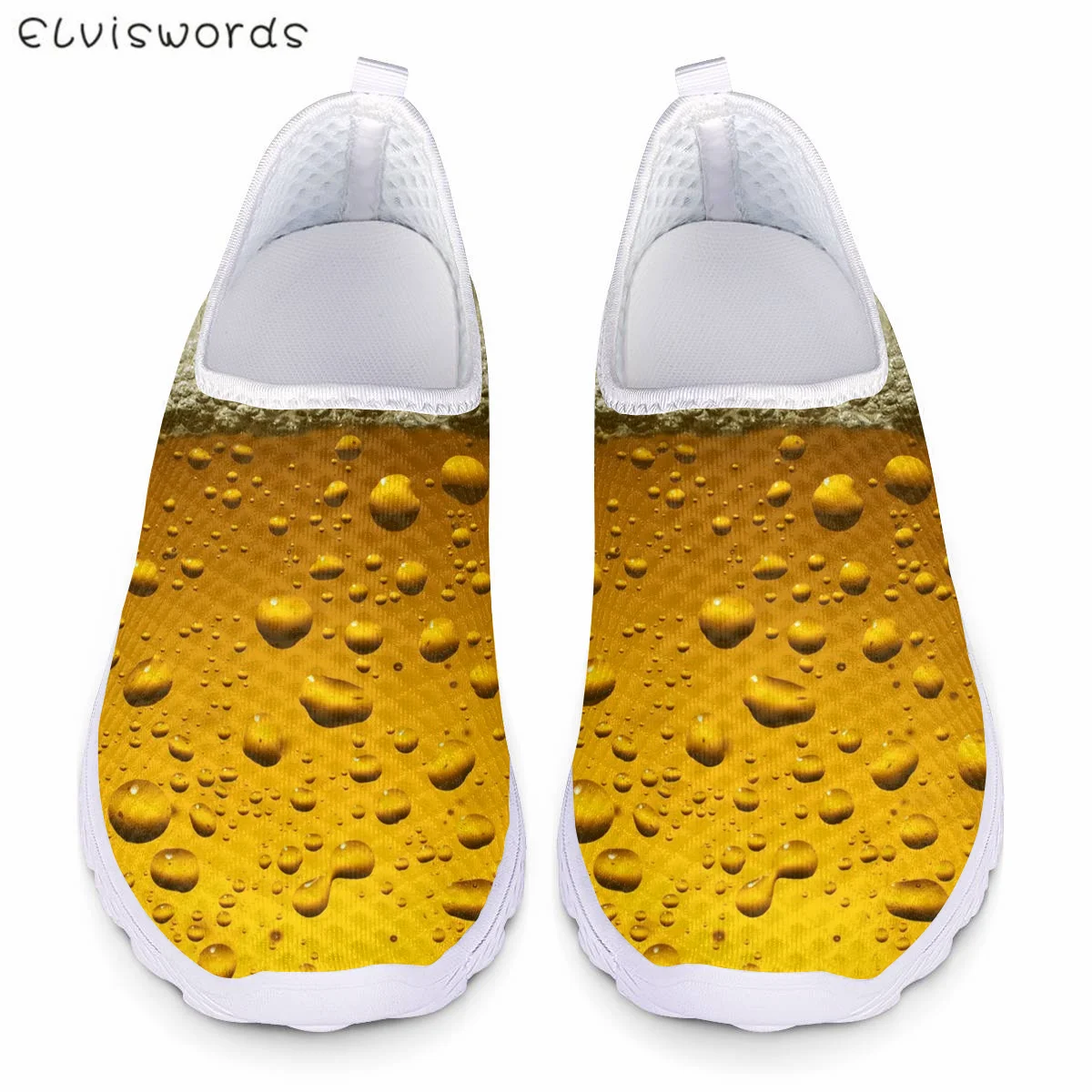 

ELVISWORDS/повседневная женская обувь на плоской подошве с 3D принтом пива; Удобная прогулочная обувь из сетчатого материала; Дышащая женская обу...
