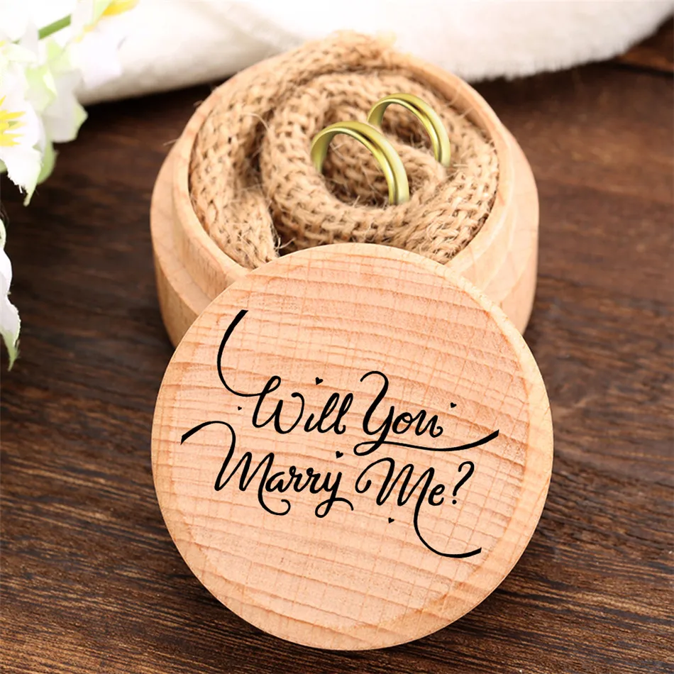 

Will You Marry Me Custom Ring Wood Box Personalized Wedding Engagement Rings Holder Wooden Box Wedding Customized Boxes