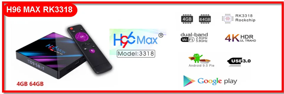 Новейший H96 Max+ Android tv Box Android 9,0 2,4G 5G WiFi Ip tv 4K box 4G 64G или 4G 32G или 2G 16G Голосовое управление GROS RK3328
