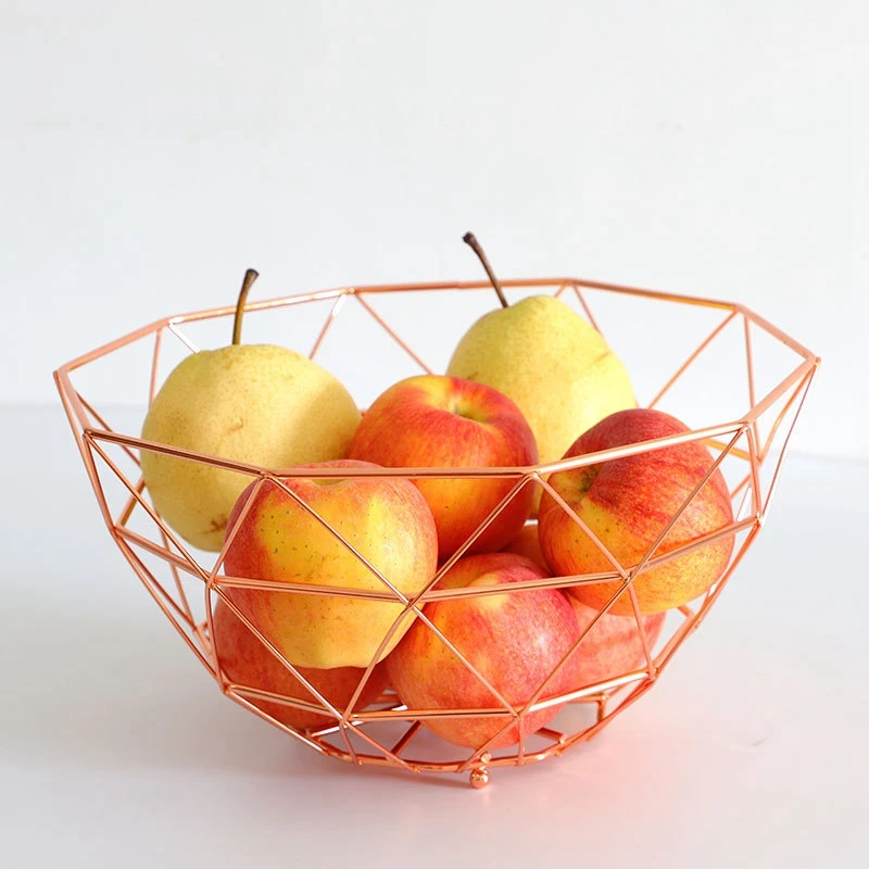 Корзина металлическая медь 30X15.5Cm Современная древесина МДФ розовое золото Чаша