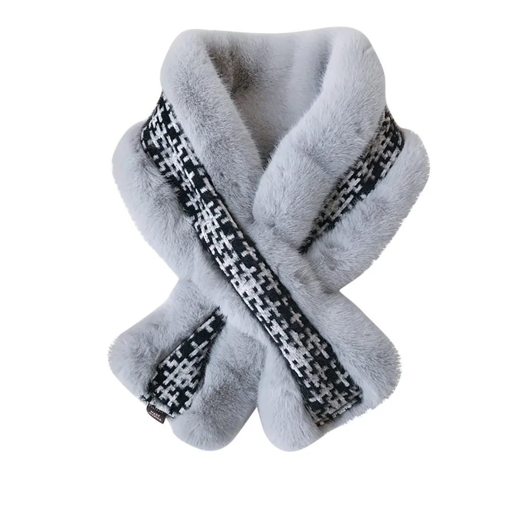 Простые шарфы с мехом на шее чистый шейный рукав верхняя одежда шарф теплый