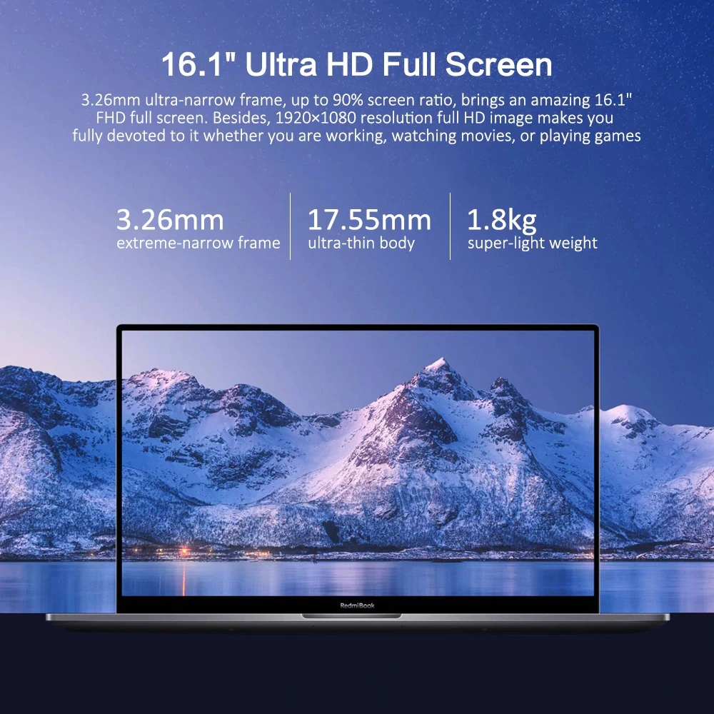 Xiaomi Mi RedmiBook 16 ноутбук Ryzen 7 4700U Гб DDR4 + 512 ГБ SSD 1 дюймов FHD офисный студенческий