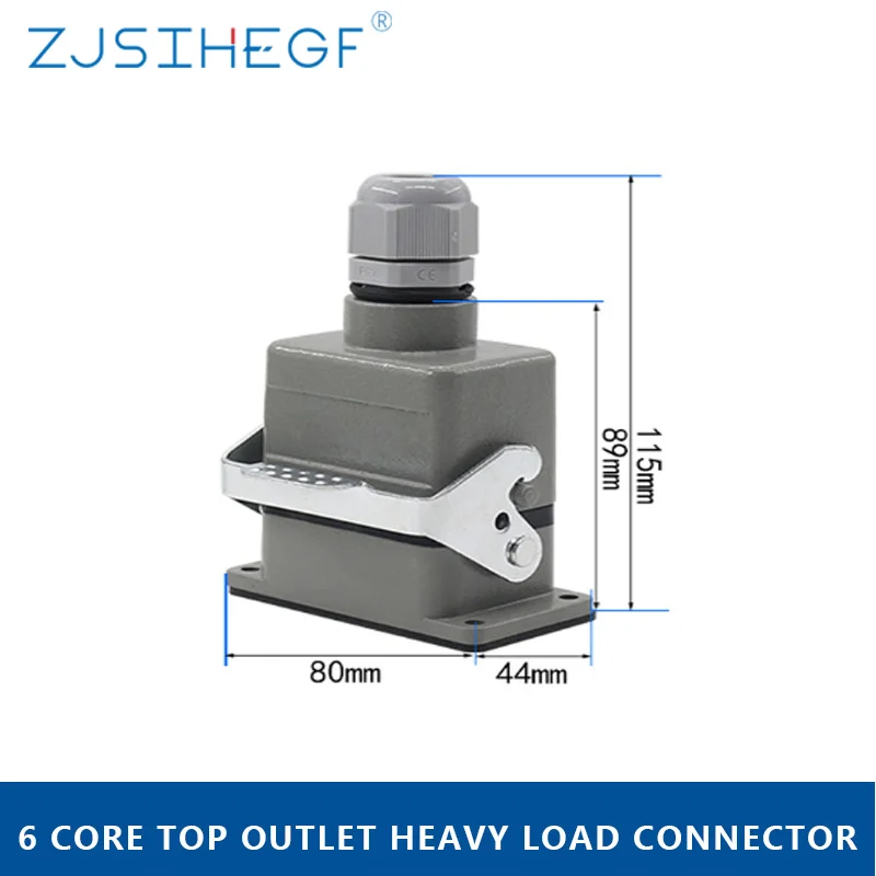 Heavy-Duty Connector Rectangular Hdc-He-6 Core Industrial Waterproof Aviation Plug 16A Top And Side | Connectors