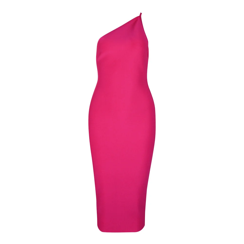 

2020 summer new one shoulder open back dress temperament high waist elastic tight dress women's wear