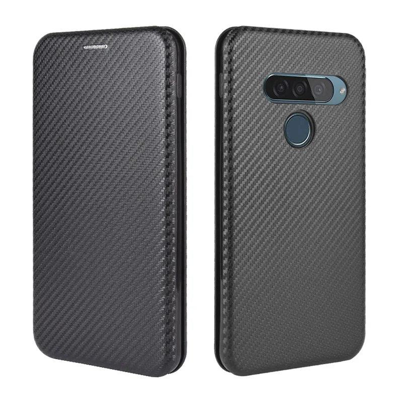 Чехол-книжка для LG G8S ThinQ 6 21 дюйма из углеродного волокна кожаный тонкий с