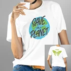 BLINGPAW футболка с графикой для женщин, двусторонний топ с коротким рукавом и принтом Спасение планеты бабочки, футболки из 100% хлопка