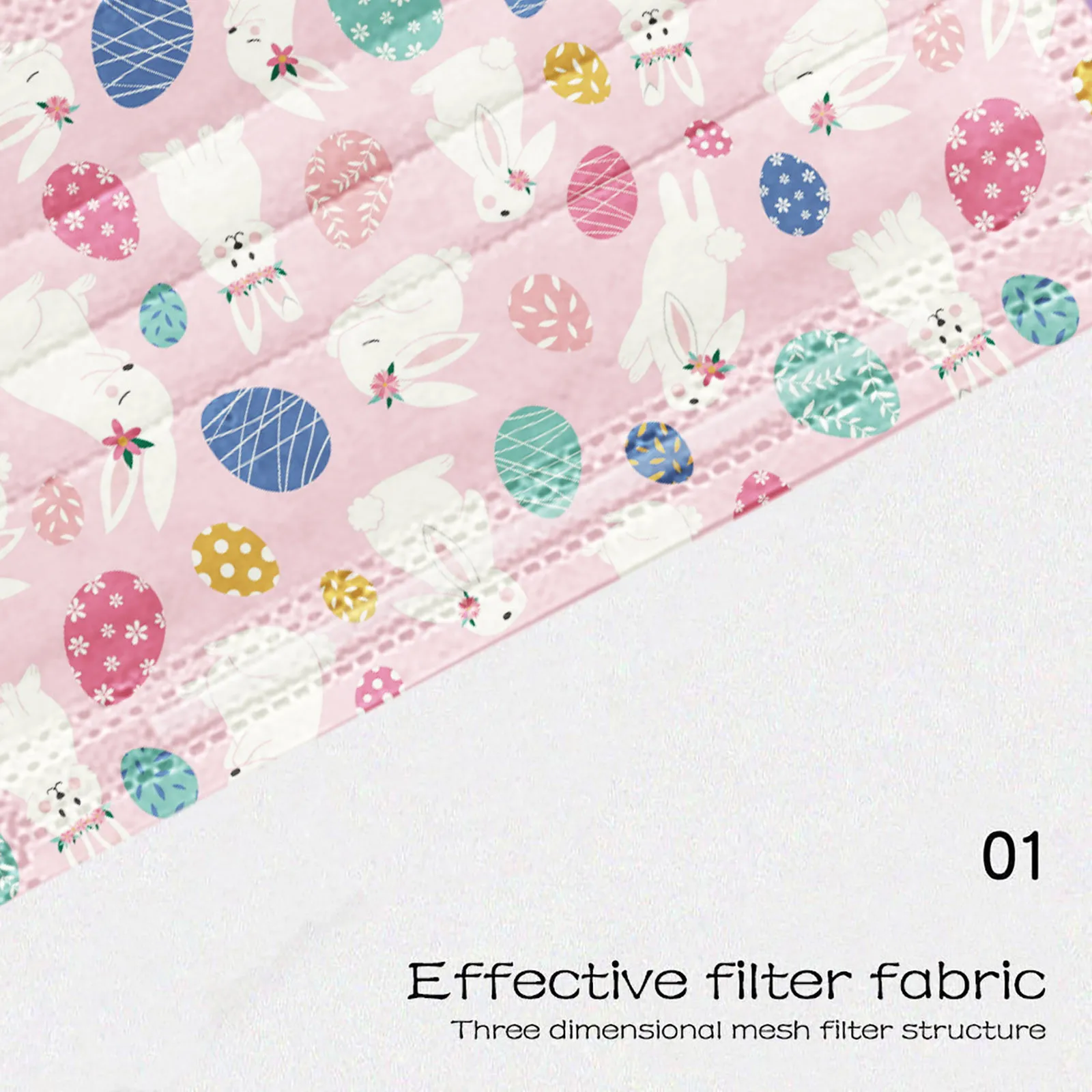 

Rabbit Cartoon Print Face Mask Letter Adult Masks Disposable Easter Mouth Mask 3ply Mascarillas Masque Rose Mouth Caps 50-100pcs