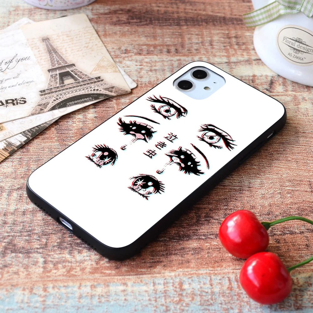 

For iPhone Sad Anime Eyes Soft TPU Border Apple iPhone Case