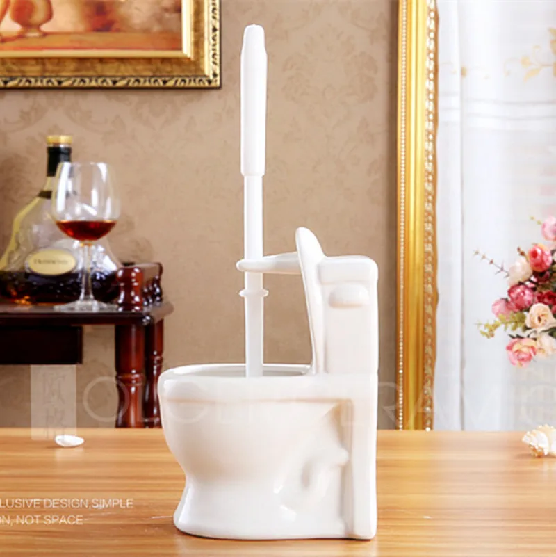 

WHYOU Ceramic Base Toilet Brush Holder Creative WC Bathroom Set Decoration Wedding Gifts Clean Tool
