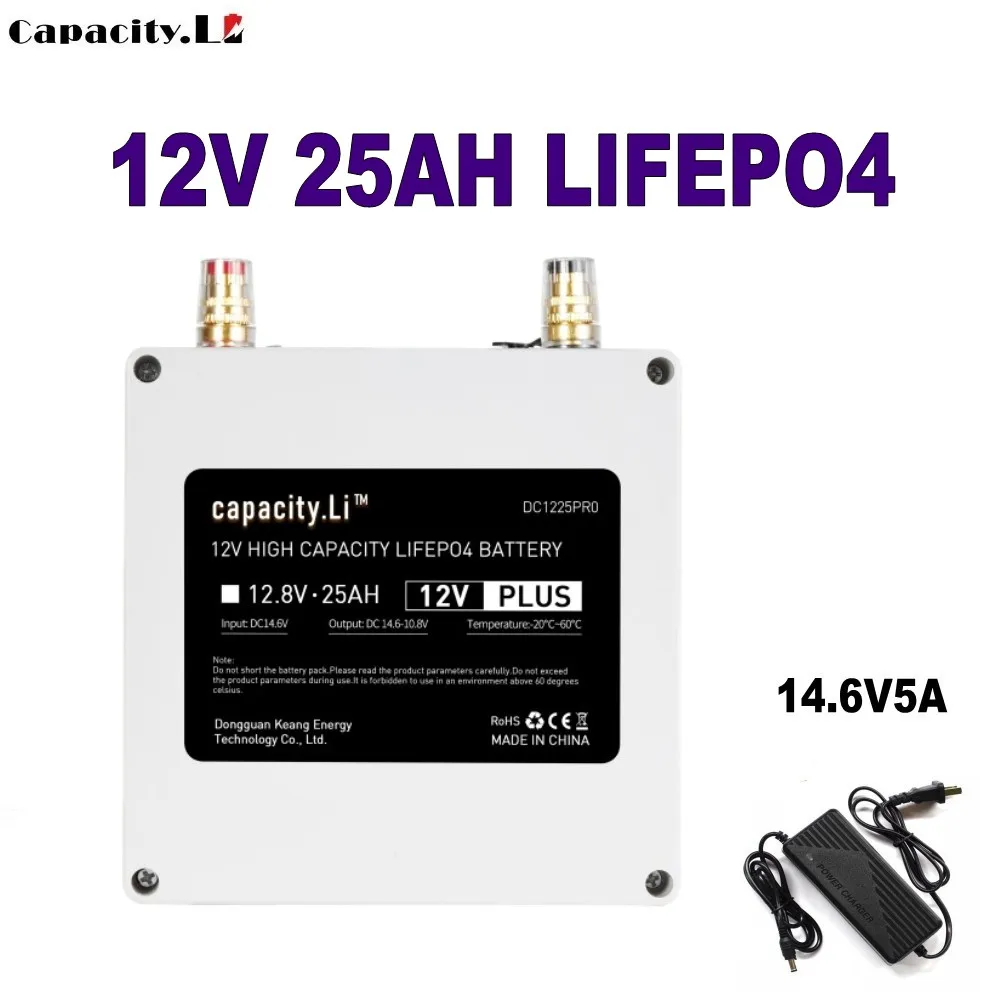 Аккумулятор литий-железо-фосфатный 12 В 25 Ач перезаряжаемый с прикуривателем BMS