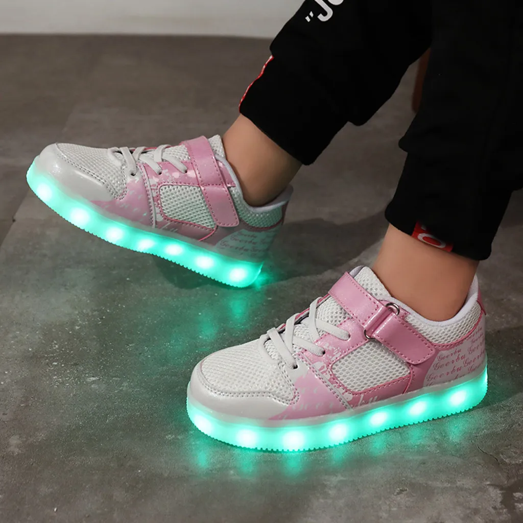2020 Детская Обувь перезаряжаемая светильник Нескользящая дышащая повседневные