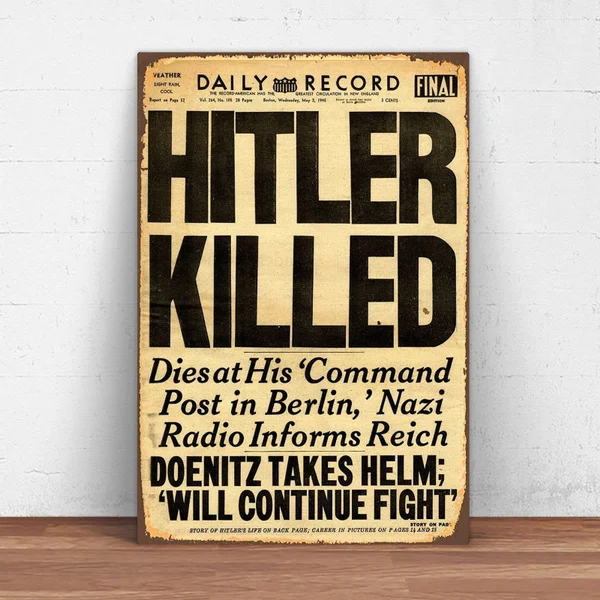 

Gerahmter Druck Hitler Zeitung Anklipsen Metal Tin Sign Pin Up Metal Sign Metal Decor Wall Sign Wall Decor(20cmx30cm)