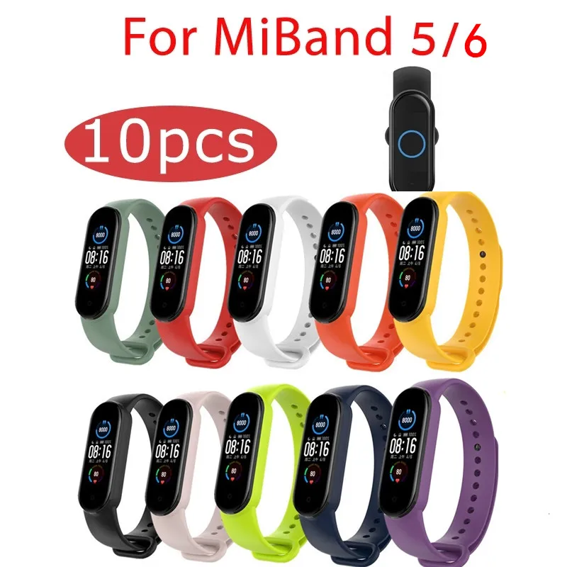 10Pcs/Pack Wrist Strap For Xiaomi Mi Band 5 Bracelet Silicone Strap MiBand 5 Bracelet For Xiaomi Mi band 5 6  Wristband Belt