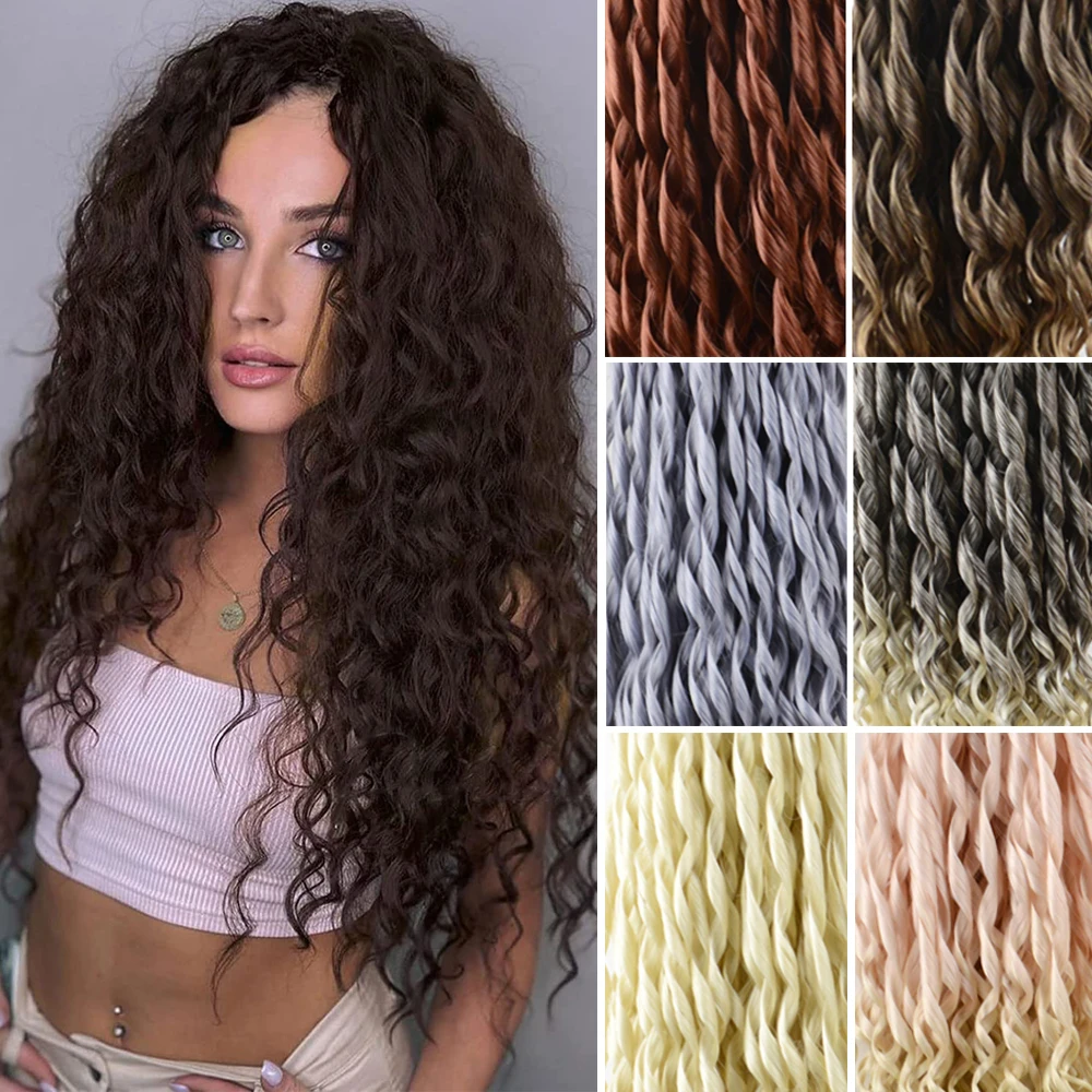 

Curly Braids Loose Water Wave Braiding Hair Extensions Afro Curl Ombre Synthetic Natural Blonde Crochet Braids For Black Women