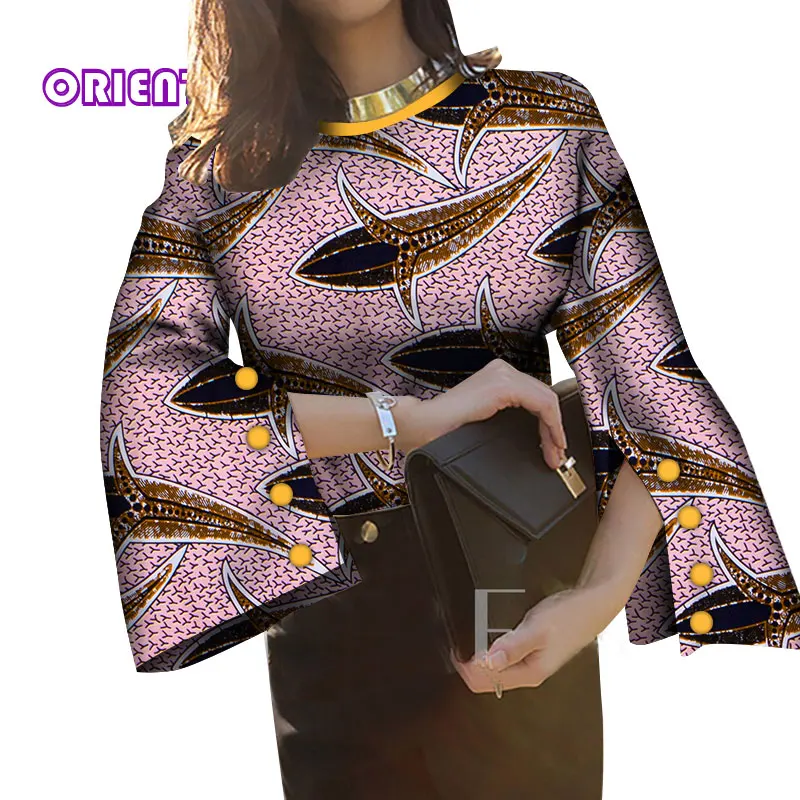 Африканская блузка для женщин с длинным рукавом Дашики Топы рубашка женская