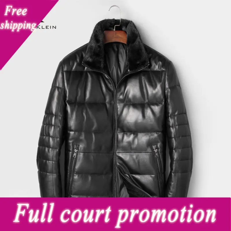 

Dusen Klein мужские пуховики из натуральной кожи 2022 осень зима Мужское пальто из овчины дизайнерский бренд норковый меховой воротник 7165
