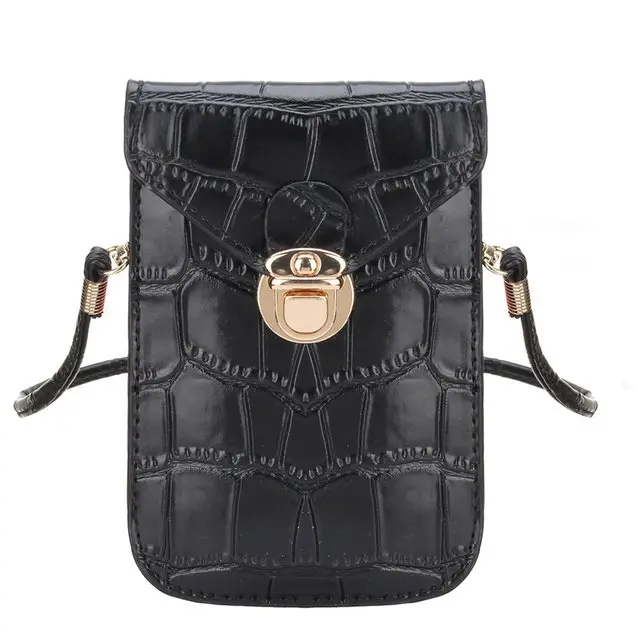 

Silver Mobile Phone Mini Bags Small Clutches Shoulder Bag Crocodile Leather Women Handbag Black Clutch Purse Handbag Flap Black