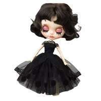 16 classic black dotted polka lace tutu dress for blyth doll clothes outfits blythe princess gown 16 bjd dolls accessories toy