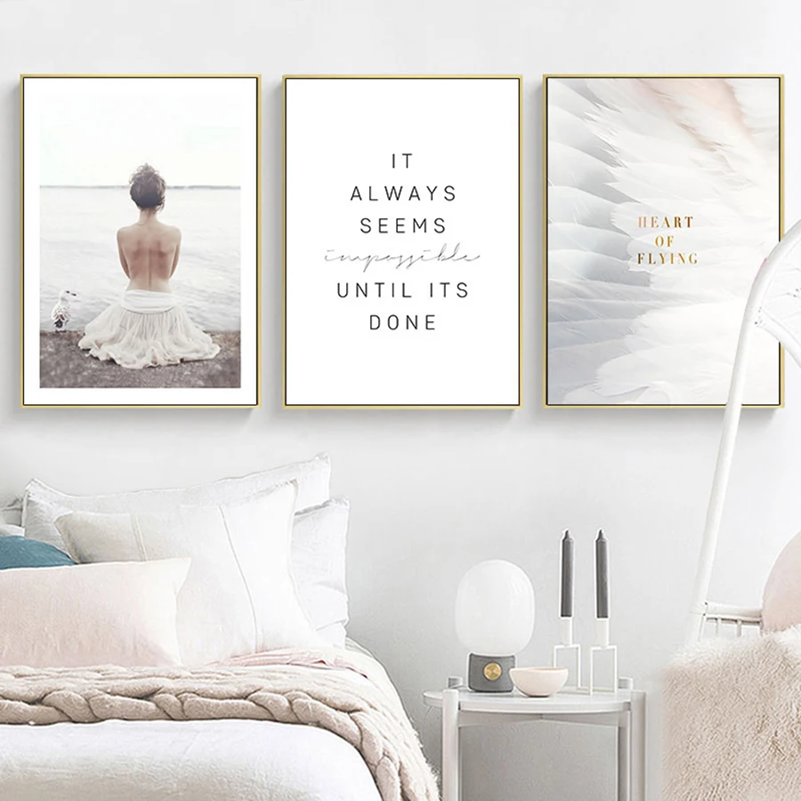 Перо живопись скандинавский постер на стену абстрактная скульптура девушки