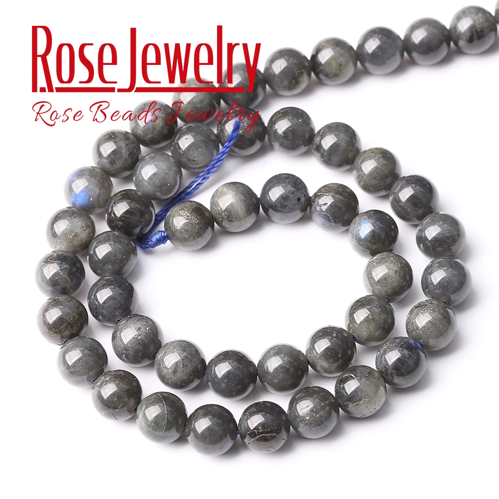 

AAAAA Natural Black Labradorite Gemstones Beads Round Loose Beads 6 8 10mm For Jewelry DIY Making Bracelet Accessories 15"strand
