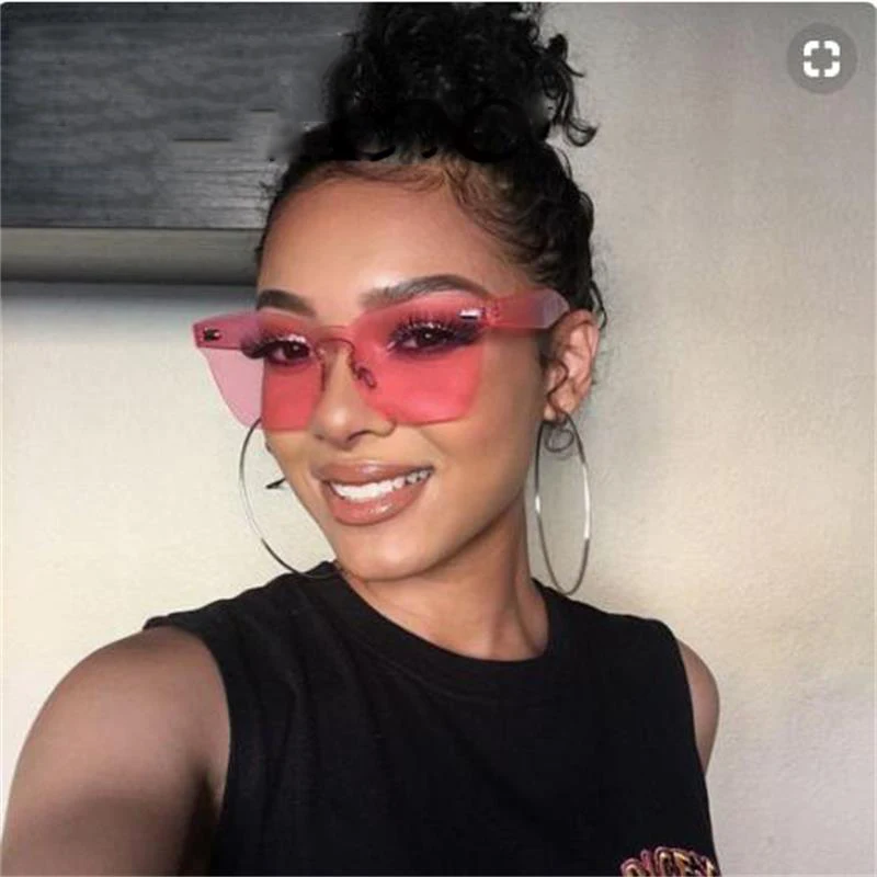 Цельные солнцезащитные очки без оправы женские большие градиентные квадратные