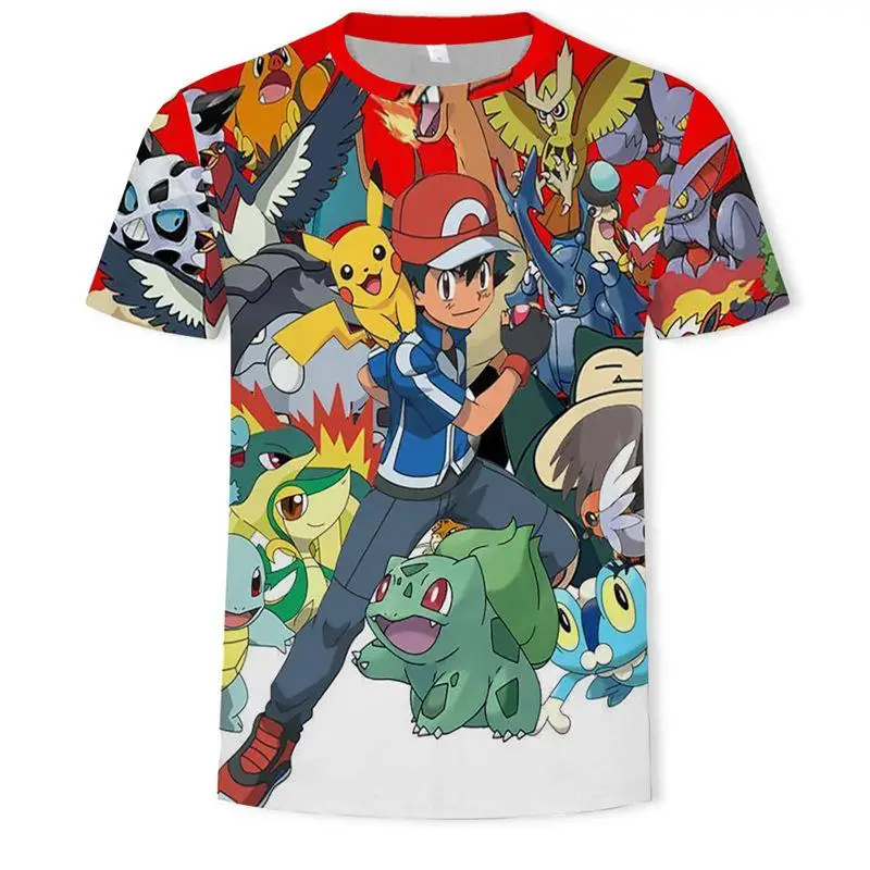 

New Fashion Hip Hop Streetwear Harajuku Pokemon 3d digital printing animation Graphic unisex t-shirt Tops Casual gym Tee Shirt