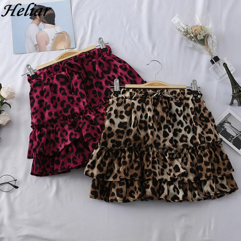 Heliar Женская юбка модная леопардовая высокая талия верхняя одежда женская
