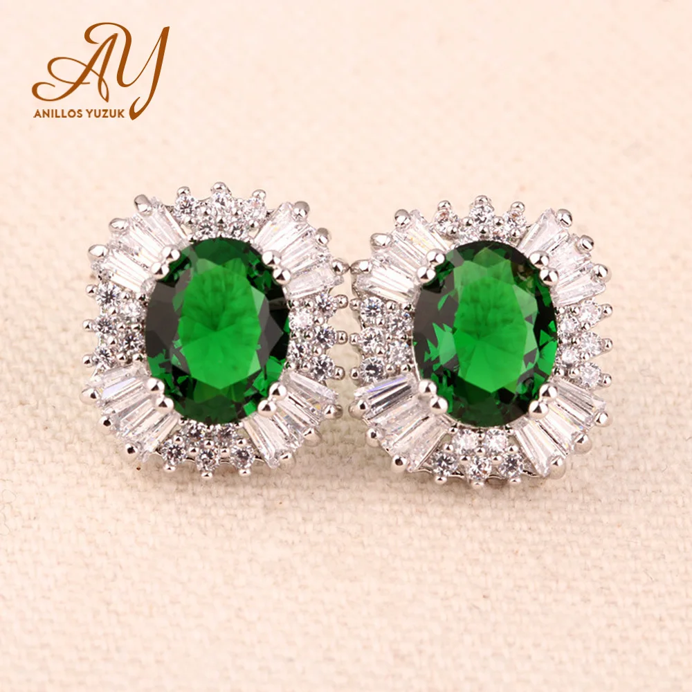 

Женские серьги-гвоздики Anillos Yuzuk, из стерлингового серебра 925 пробы, с сапфиром, изумрудом, рубином, свадебные украшения, 4 цвета