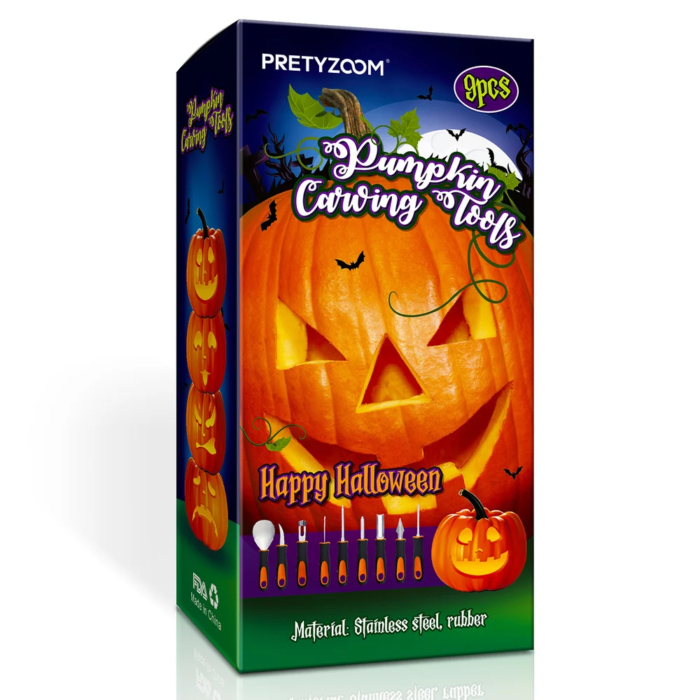 

PRETYZOOM 9PCS Pumpkin Carving Kit Pumpkin Lantern Carving Tools Stainless Steel Jack O' Lantern Making Tools