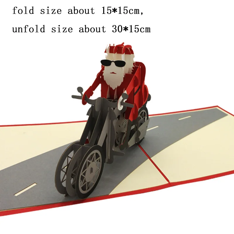 Motorcycle santa Так классно! Креативный Санта-Клаус для езды на мотоцикле с рождеством, новогодняя резьба, поздравление, 3D бумажные открытки, рождественские украшения - Цвет: Motorcycle santa