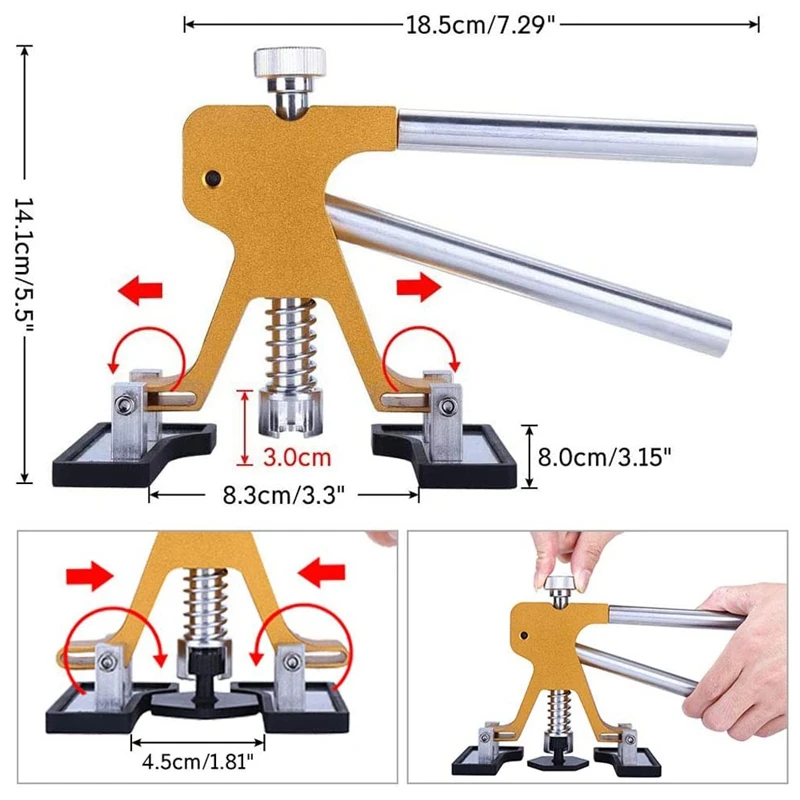 

Auto Dent Puller Kit Paintless Adjustable Golden Car Dent Puller Thickened Tabs for Auto Body Dent Repair Hail Dae