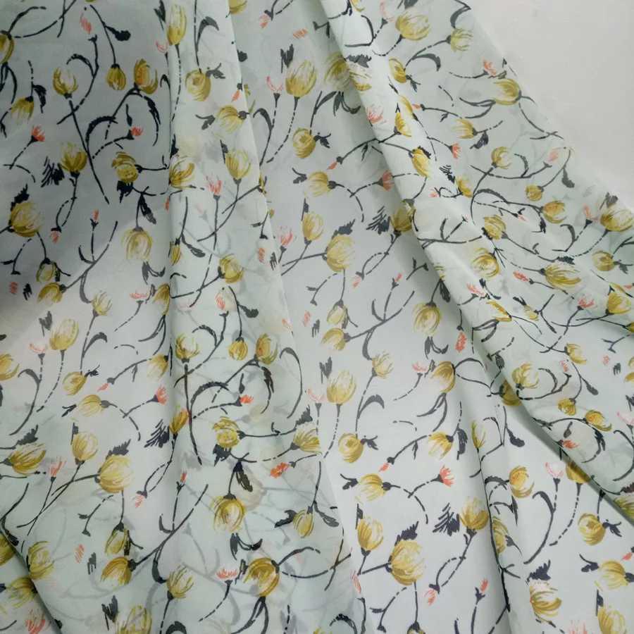 Необычный цветочный печатный материал мягкий дышащий Шарф ткань для рукоделия