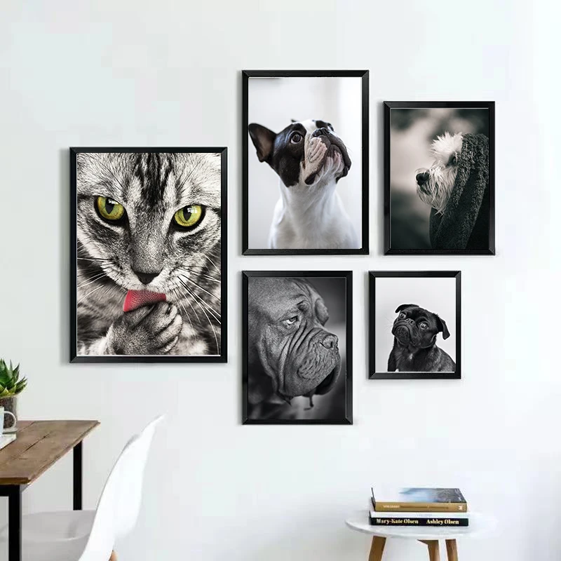Скандинавский современный минималистский плакат с милыми кошками и собаками