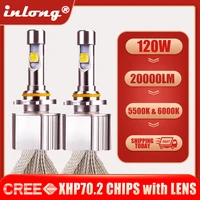 inlong h7 h4 h11 led bulbs cree xhp70 second generation 6000k 20000lm 9005 d1s d2s d3s car led headlight h8 hb3 9012 fog lights