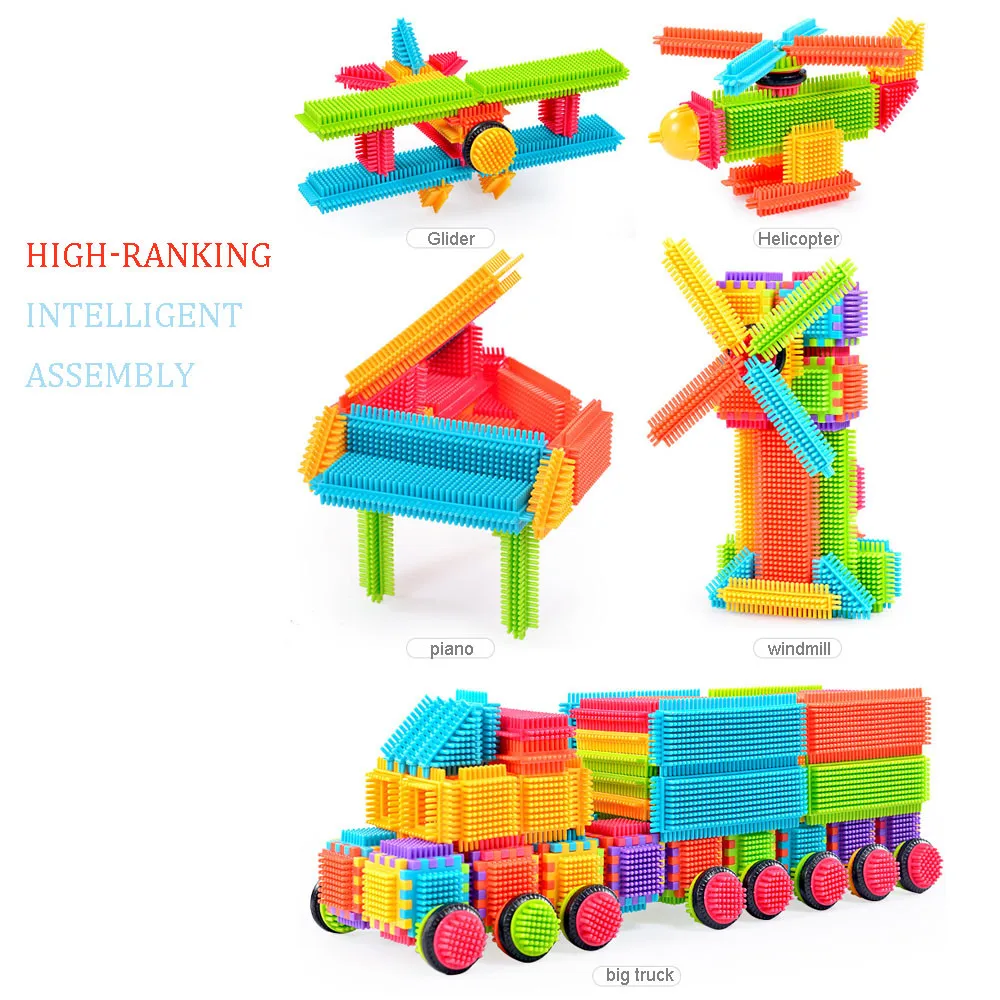 

100pcs 3D DIY Bristle Shape Building Blocks Tiles Playboards Toys Construction Set Model & Building Toy Kids Birthday Gift