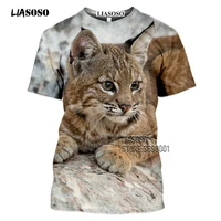 liasoso cat eurasian lynx animal t shirt 3d print women mens harajuku casual t shirt tee tops short sleeve plus size clothing